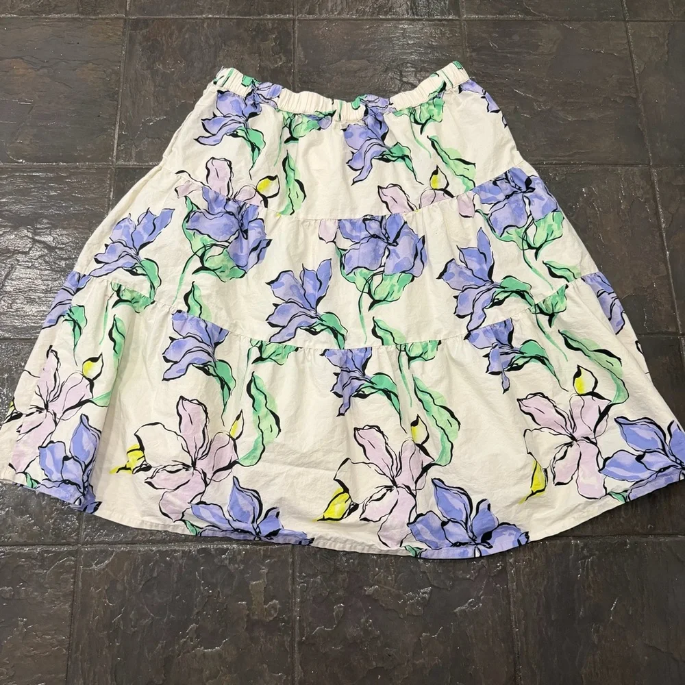 A New Day Floral Tiered Skirt Size 2X Viral Cottagecore Aesthetic Flowy Midi - Picture 2 of 7